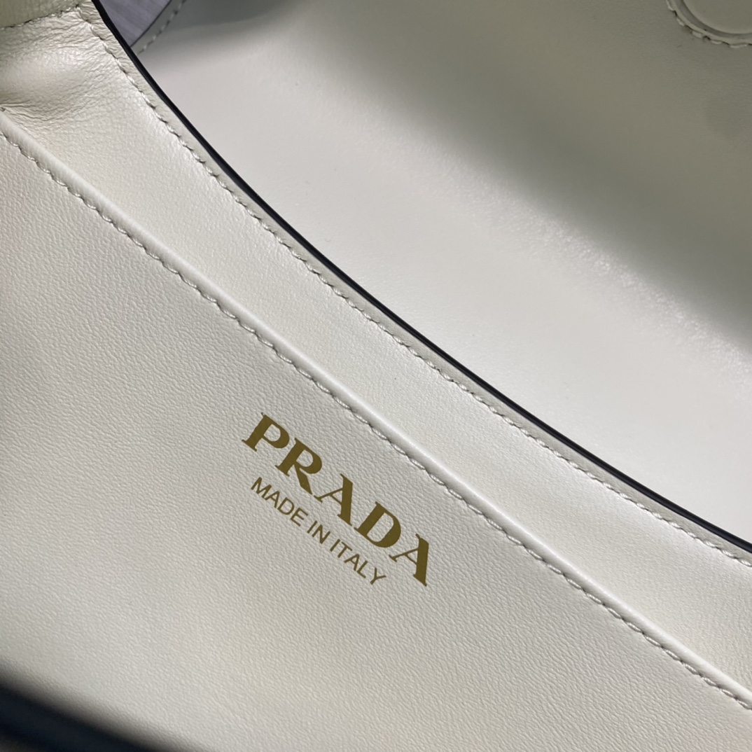 Prada Small Leather Shoulder Bag Handbag White 1BD358